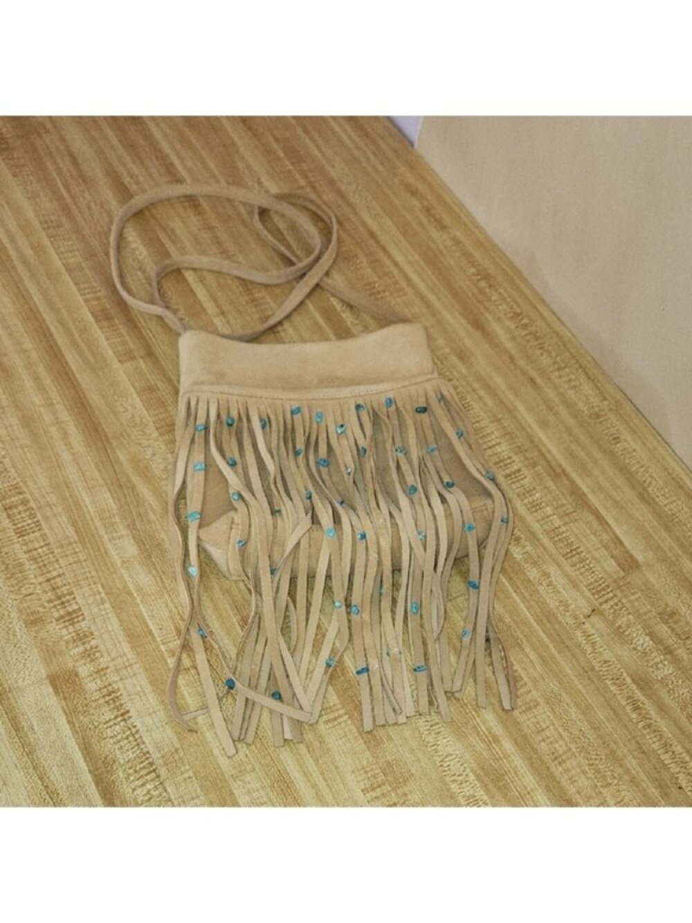 PARADOX Suede Tan Fringe Crossbody Bag
